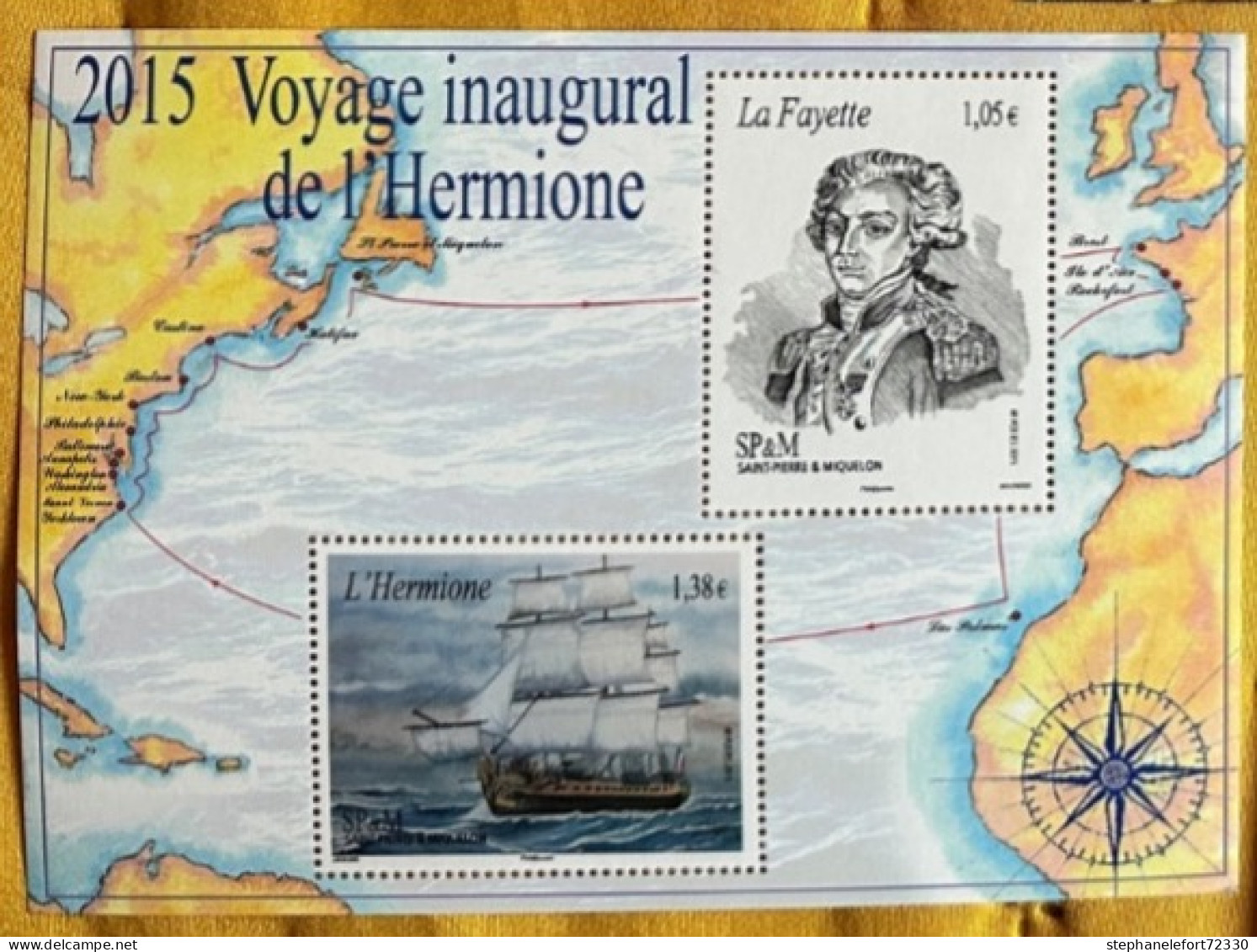 Saint Pierre Et Miquelon 2015  - Bloc Voyage Inaugural De L'Hermione (YT 1137 Et 1138) - Blocks & Kleinbögen