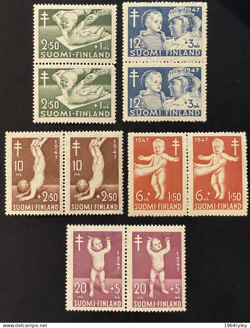 FINLAND  - MH* - 1947 - # 326/330 PAIRS - Neufs