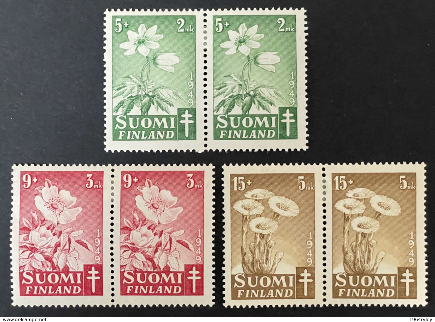 FINLAND  - MH* - 1949 - # 349/351 PAIRS - Unused Stamps