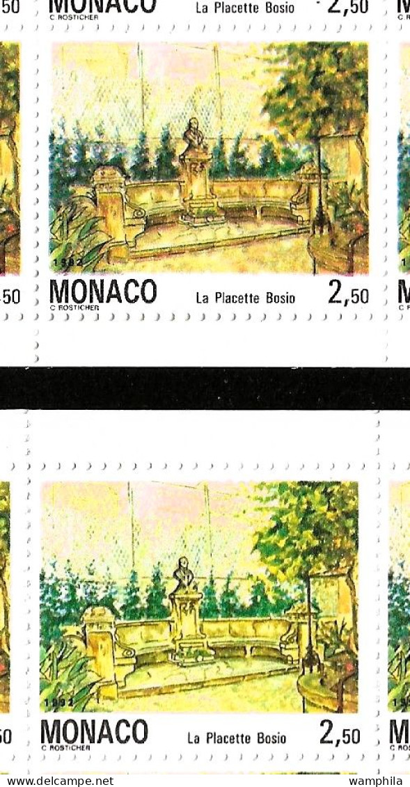 Monaco Carnet N°8 (Timbre N°1833) 2 Nuances Extrêmes. - Errors And Oddities