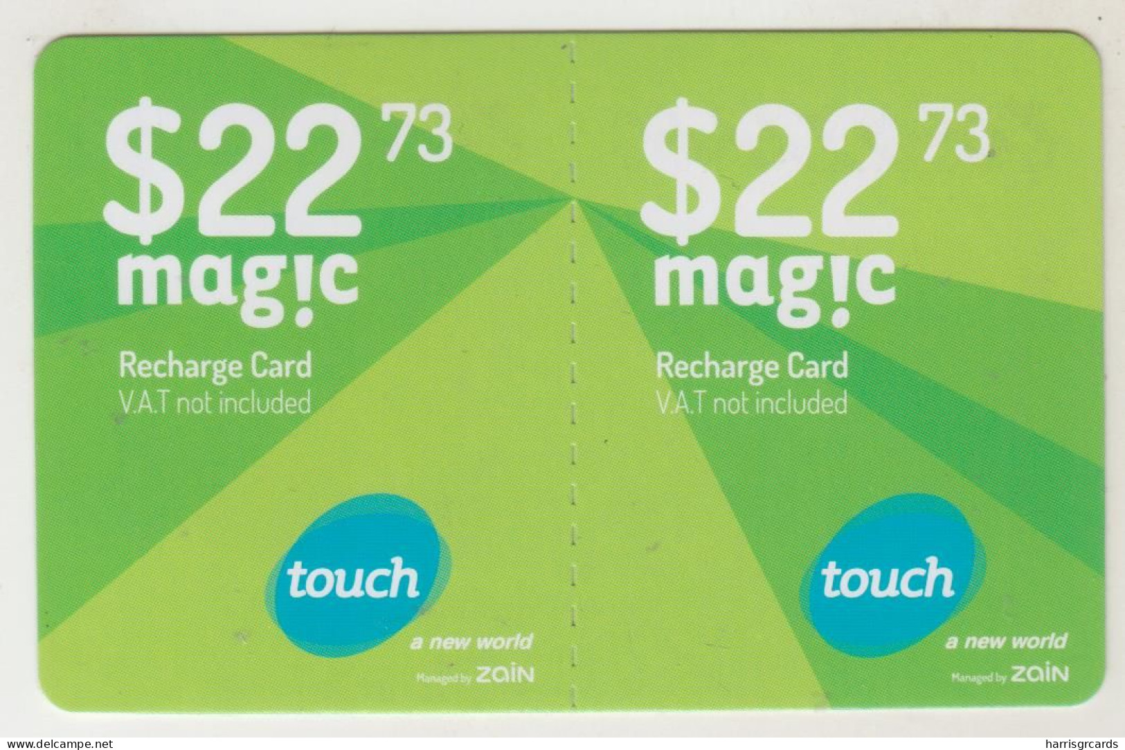 LEBANON - Magic (Half Size X2) , MTC Touch Recharge Card 22.73$, Exp.date 13/03/21, Used - Libano