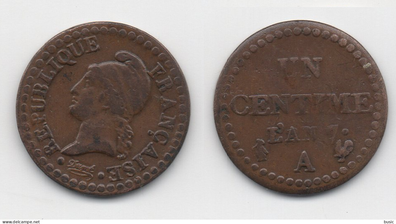 + FRANCE   + 1 CENTIMES AN 7 A  + - 1792-1975 Convention (An II – An IV)