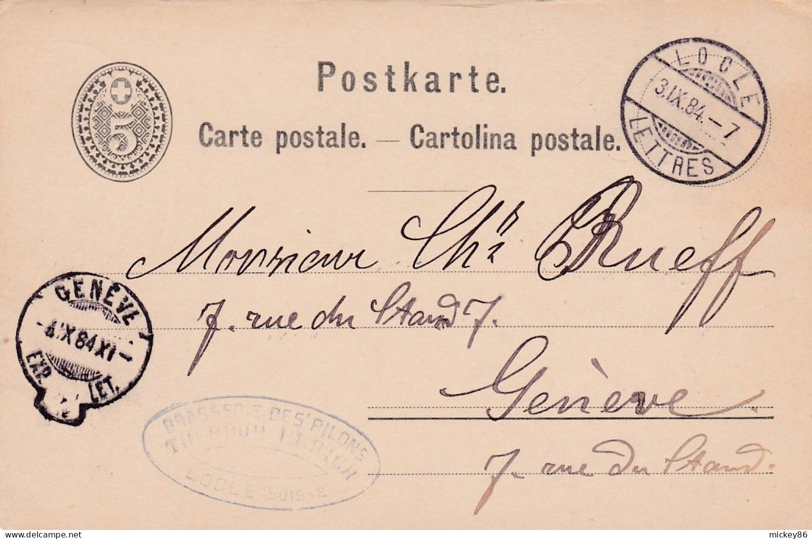 Suisse -1884 --Entier Carte Postale De LE LOCLE  Pour GENEVE ...cachets - Stamped Stationery