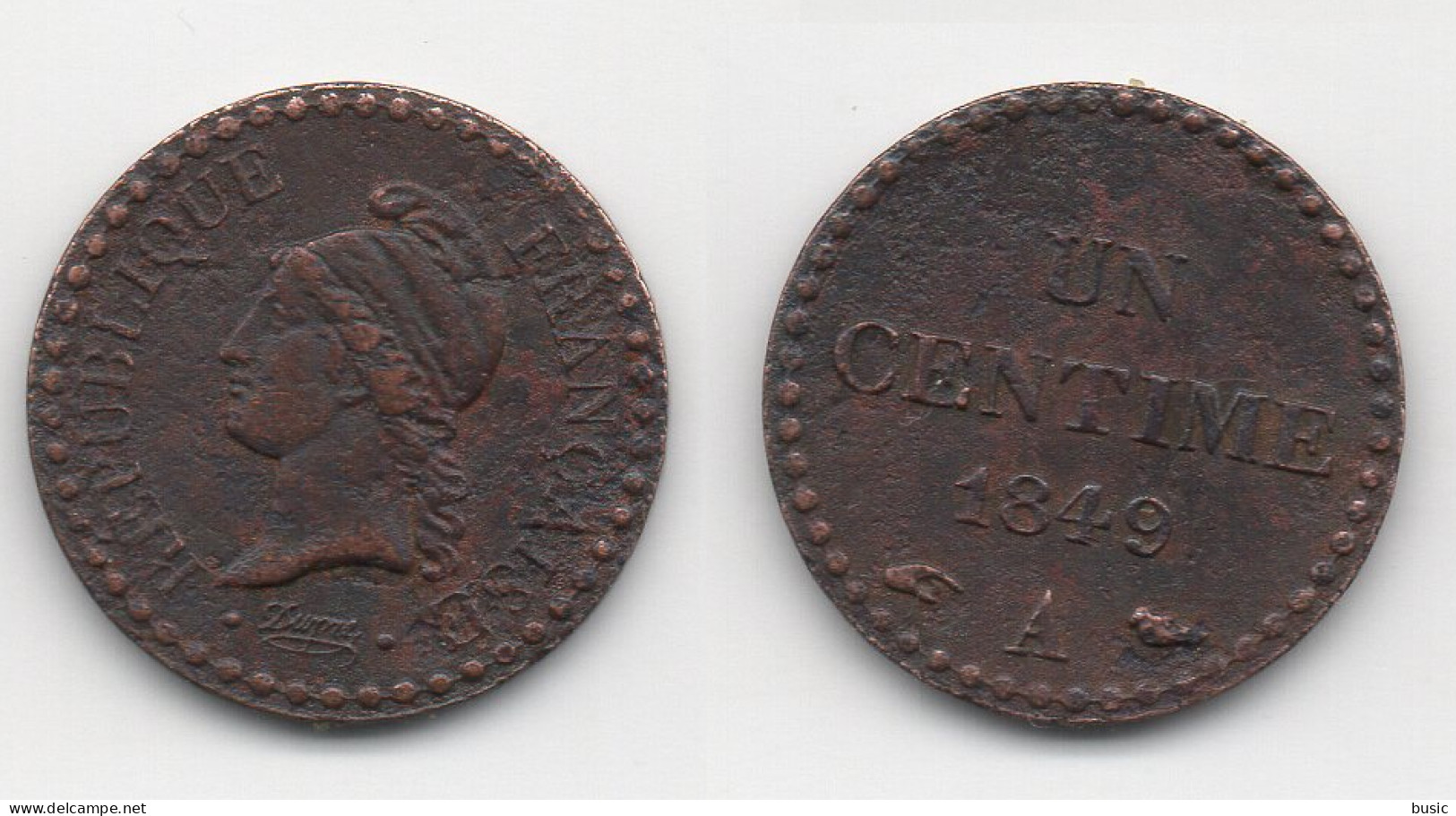 + FRANCE   + 1 CENTIME 1849 A   + - 1792-1975 Convenzione Nazionale