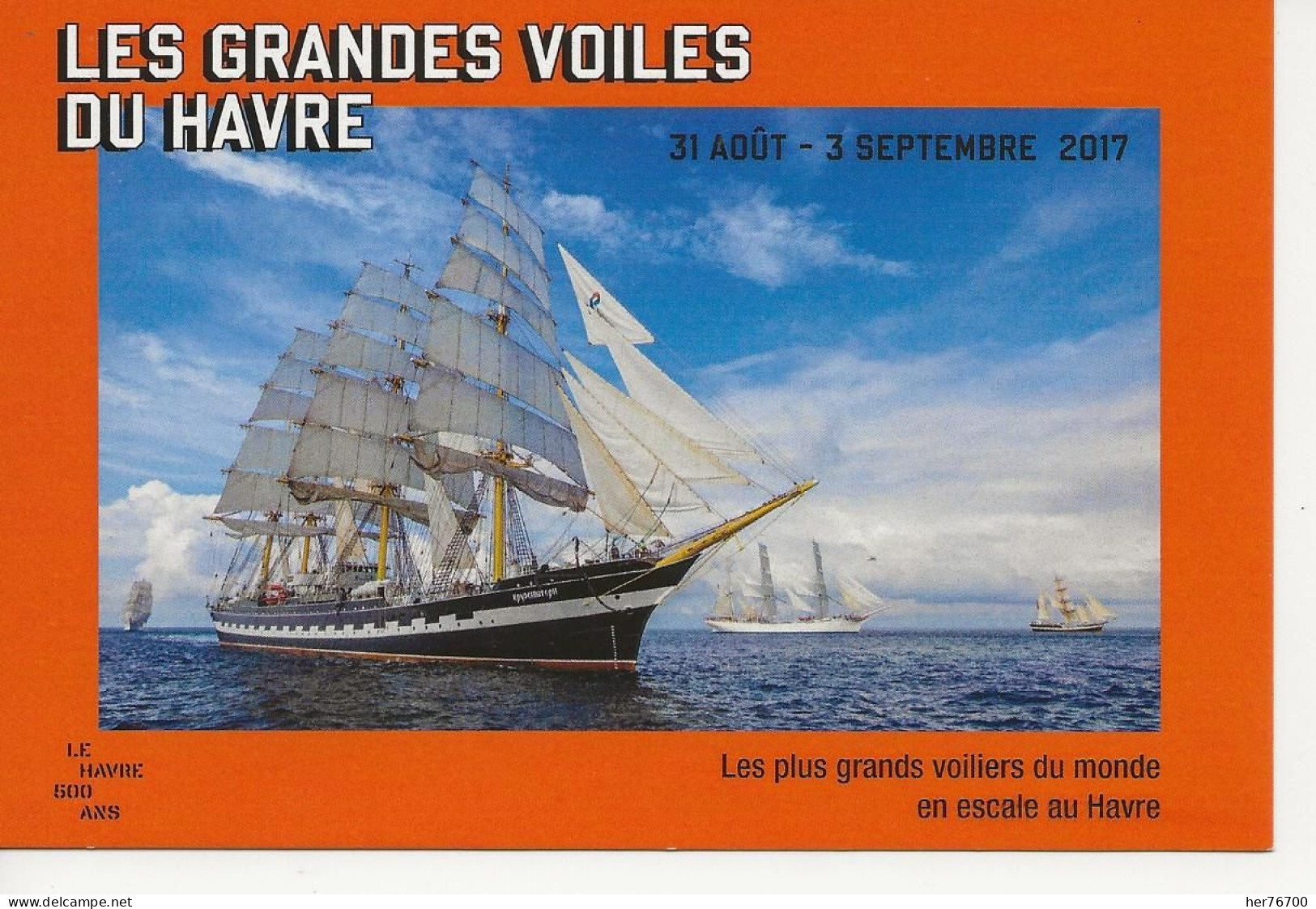 Lot De 6 Cartes Les Grandes Voiles Du Havre 2017  Pour La Commémoration Des 500 De  La  Création Ans  De La Ville - Voiliers