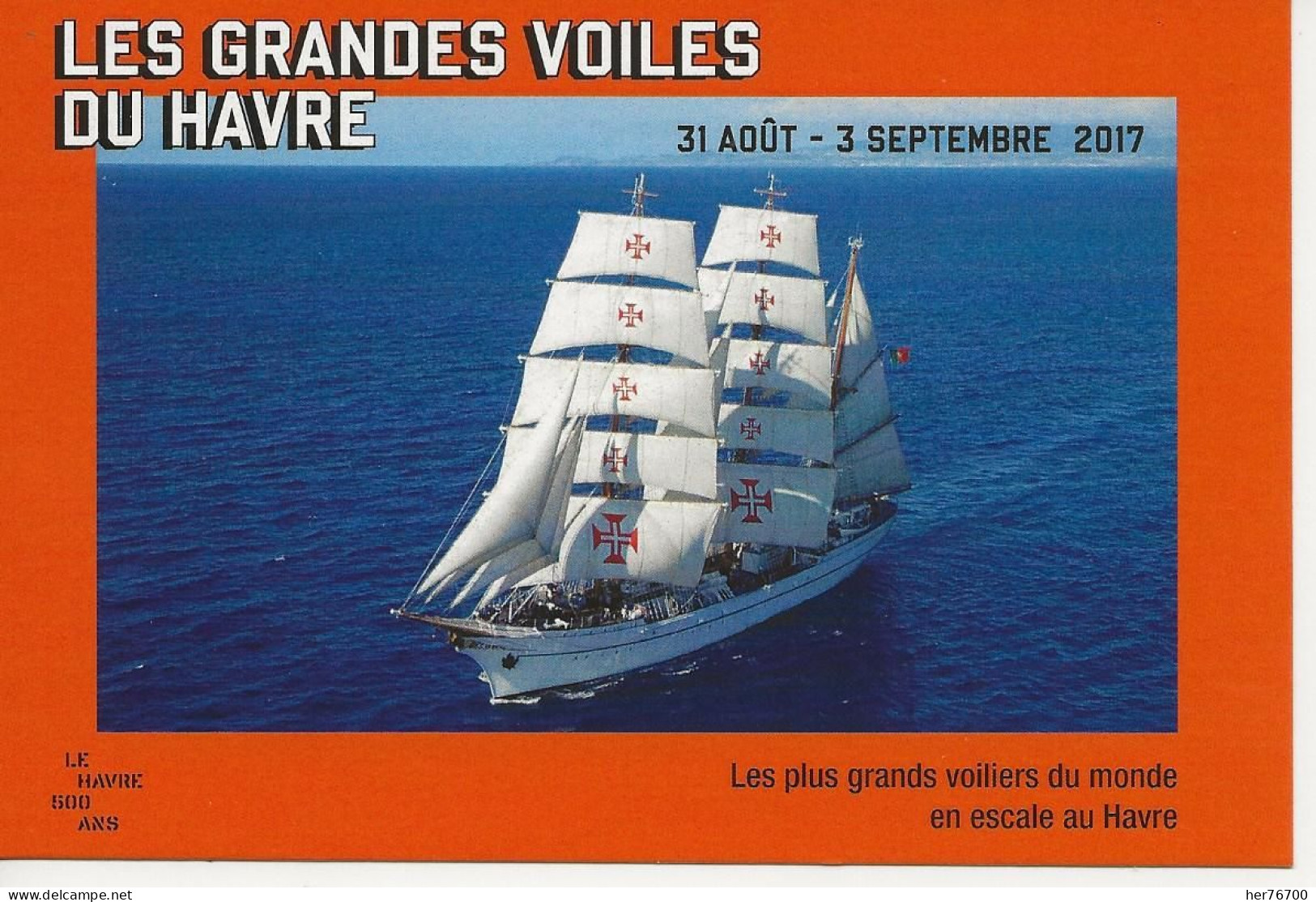 lot de 6 cartes les grandes voiles du havre 2017  pour la commémoration des 500 de  la  création ans  de la ville