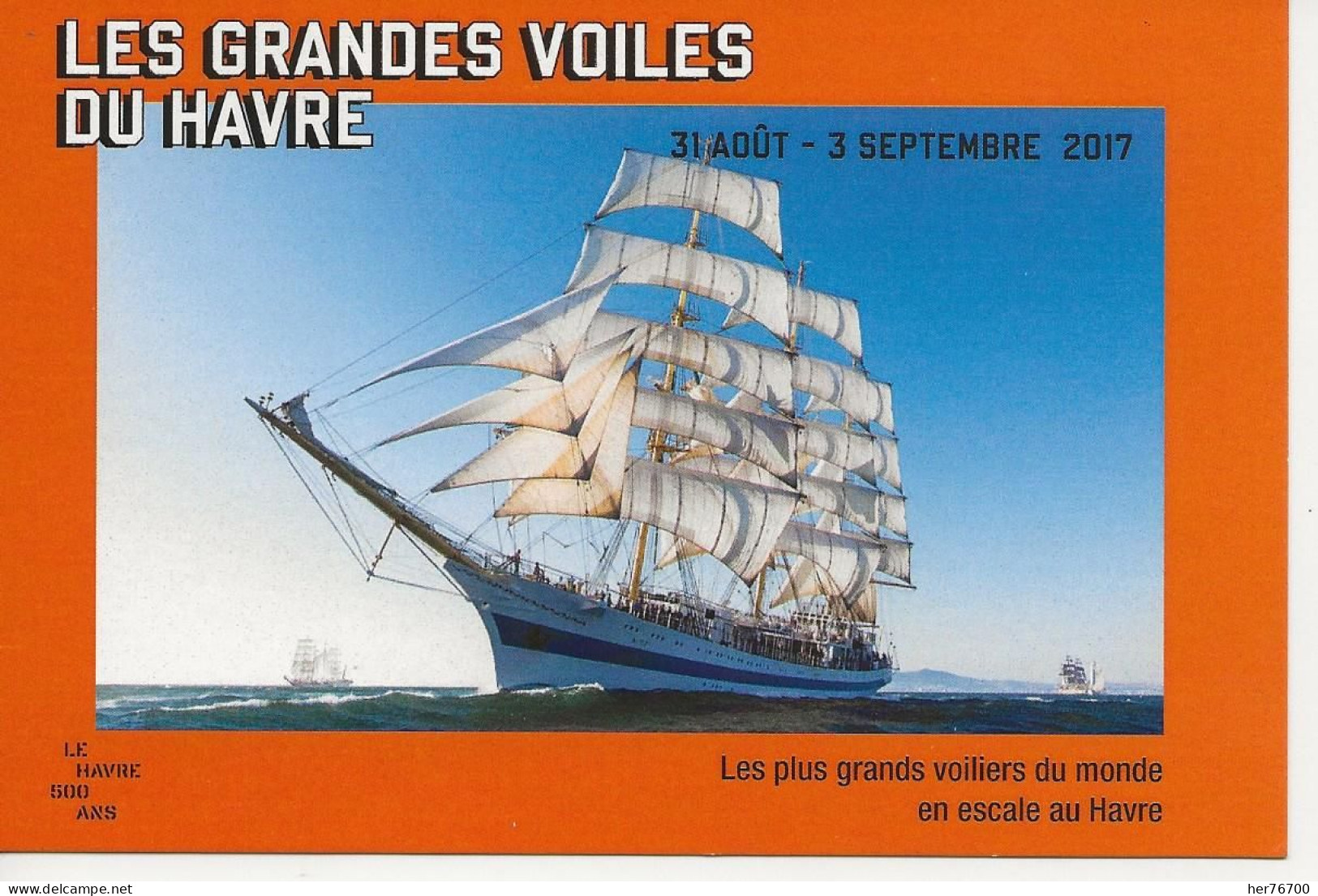 lot de 6 cartes les grandes voiles du havre 2017  pour la commémoration des 500 de  la  création ans  de la ville