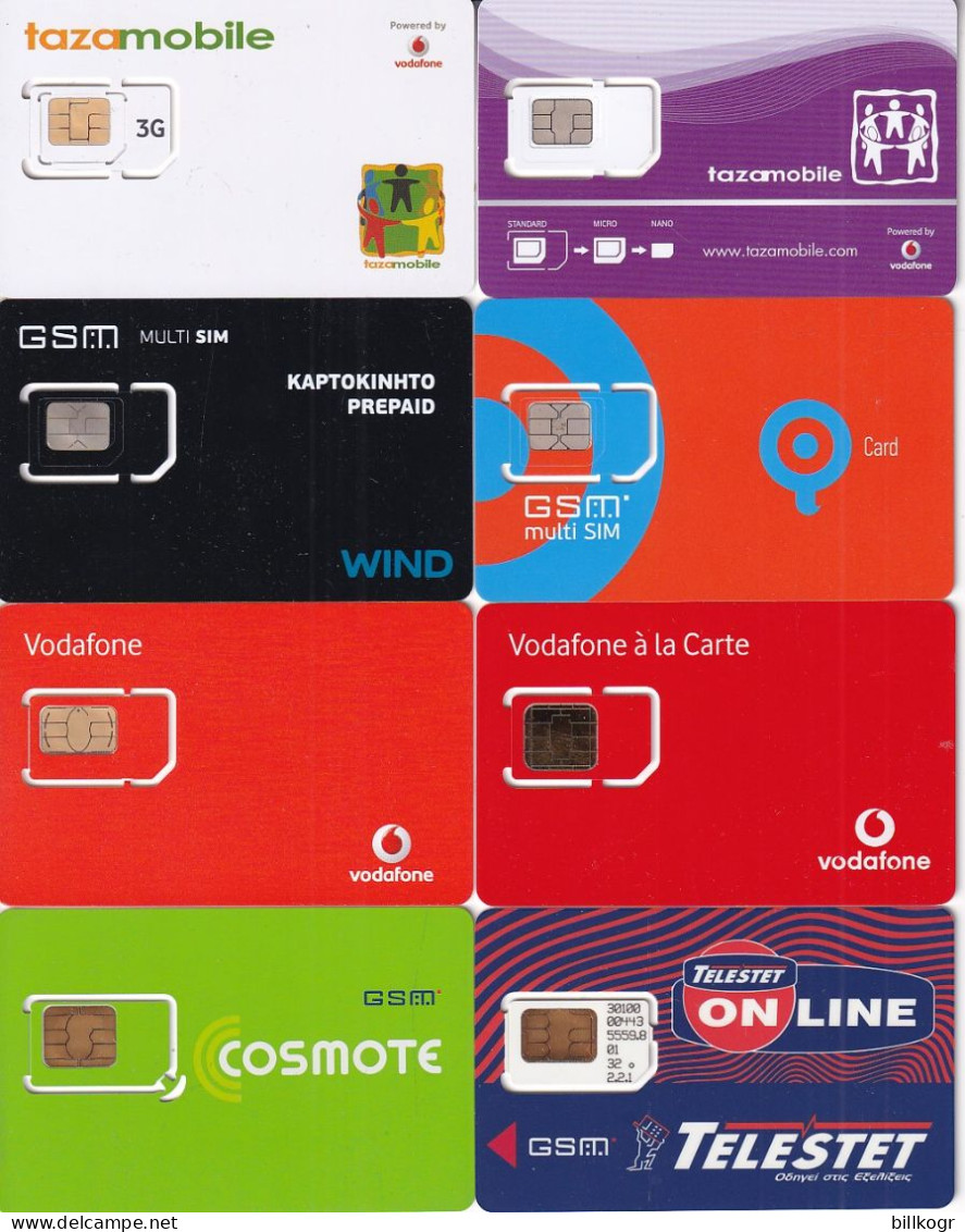 GREECE - Lot #4, 8 Different GSM Cards, Mint - Griechenland