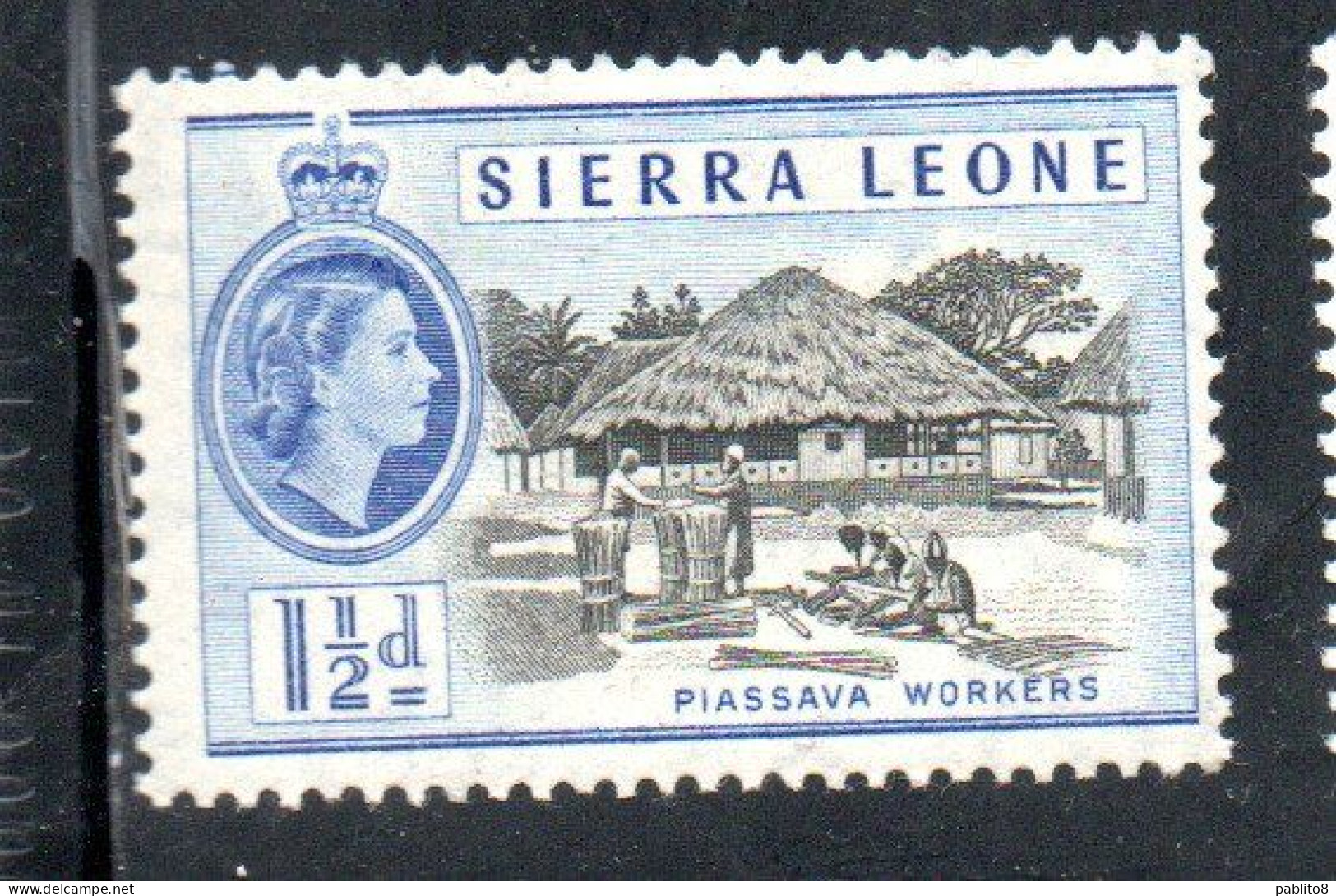 SIERRA LEONE 1956 QUEE ELIZABETH II PASSAVA WORKERS 1 1/2c MNH - Sierra Leone (...-1960)