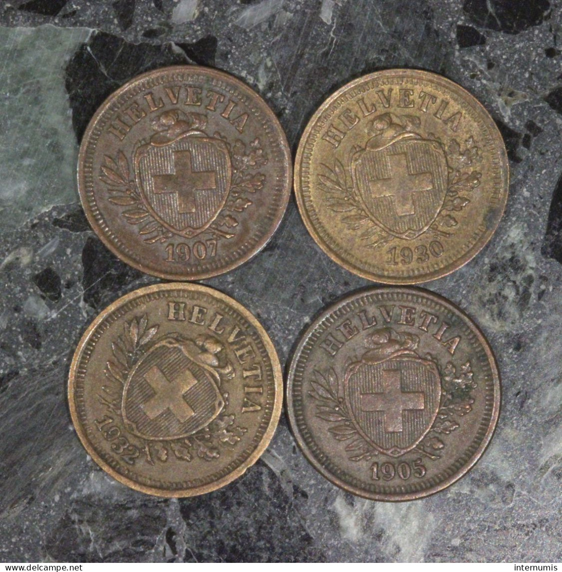 Suisse / Switzerland LOT (4) : 1 Centime 1905, 1907, 1930 & 1932 (Pas Commun / Scarce) - Alla Rinfusa - Monete