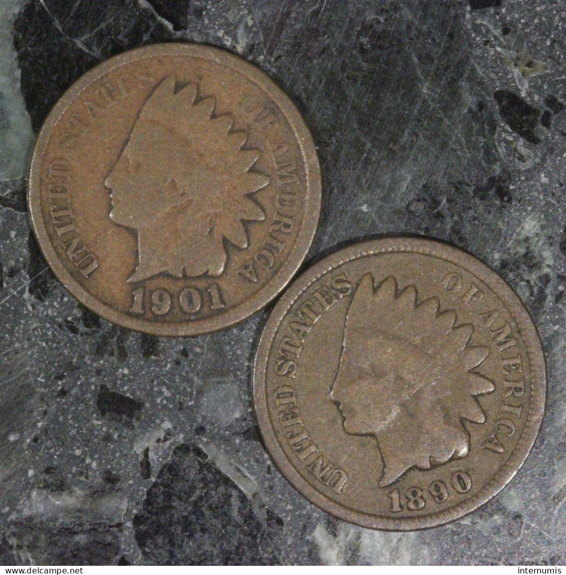 Etats-Unis / USA LOT (2) : 1 Cents 1890 & 1901 - Indian Head - Vrac - Monnaies