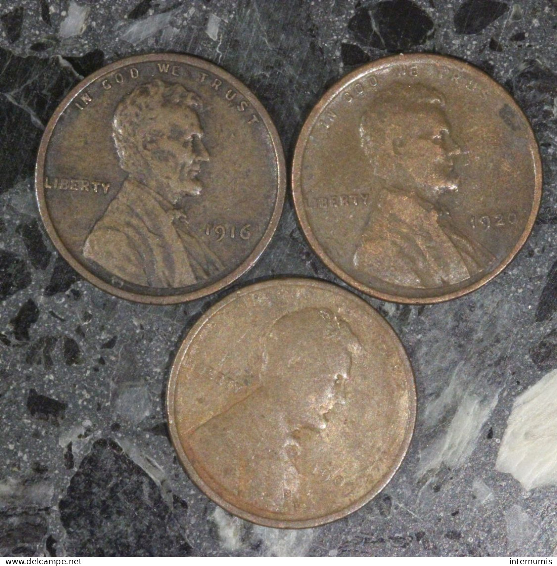 Etats-Unis / USA LOT (3) : 1 Cents 1909, 1916 & 1920 - Lincoln - Vrac - Monnaies