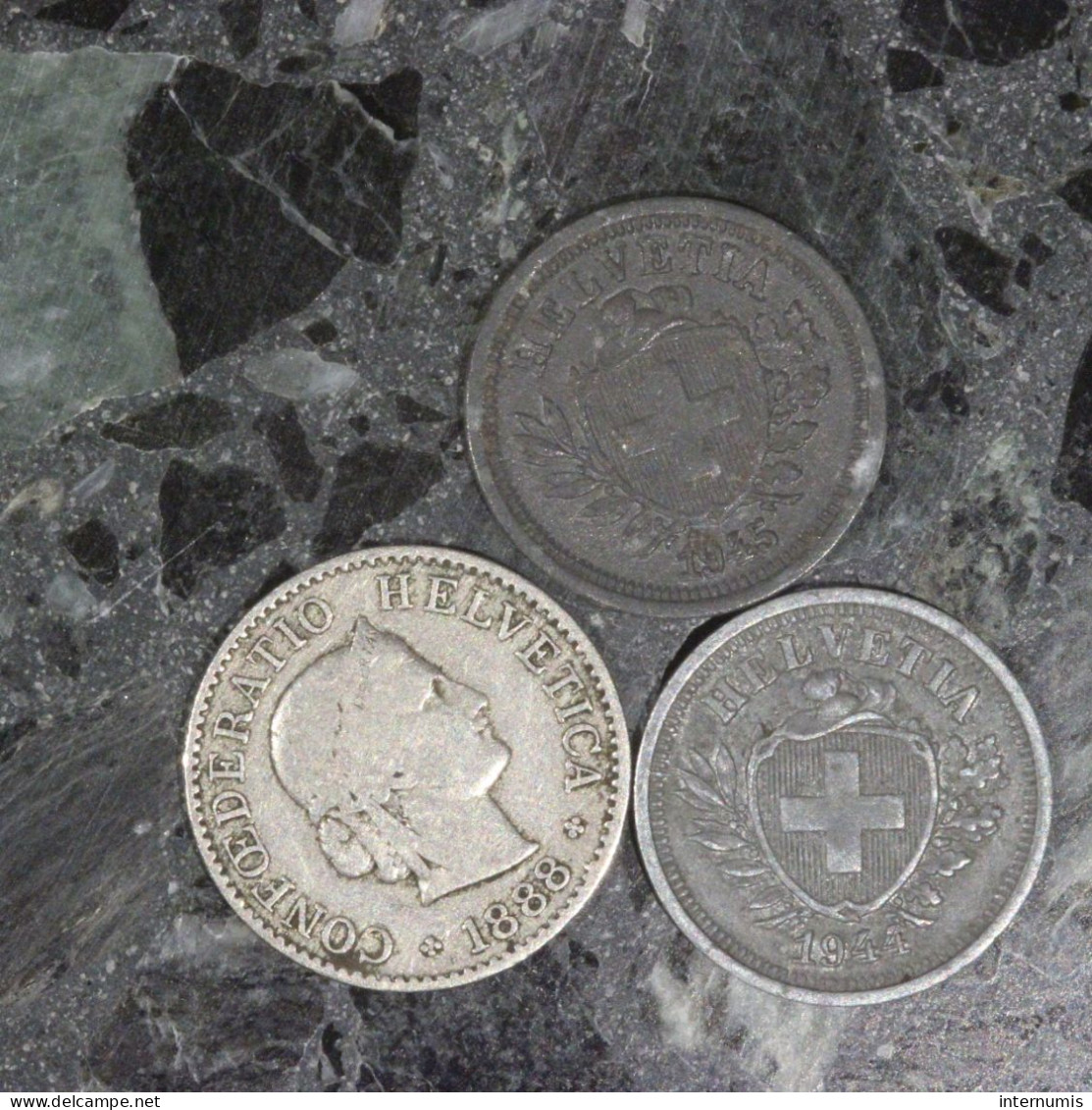 Suisse / Switzerland LOT (3) : (1) 5 Centimes 1888 & (2) 1 Centimes 1944 & 1945 - Alla Rinfusa - Monete