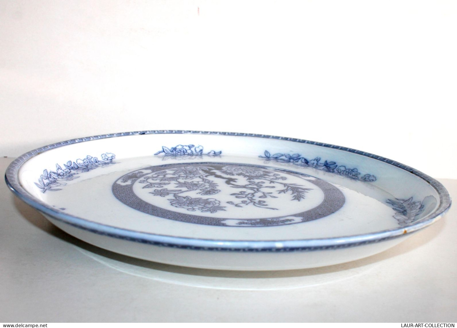 COPELAND SPODE GRAND PLAT (36cm) RAVIER ANGLAIS en FAIENCE XIXe, DECOR JAPONISANT / ART DE LA TABLE, DECORATIF (1102.14)