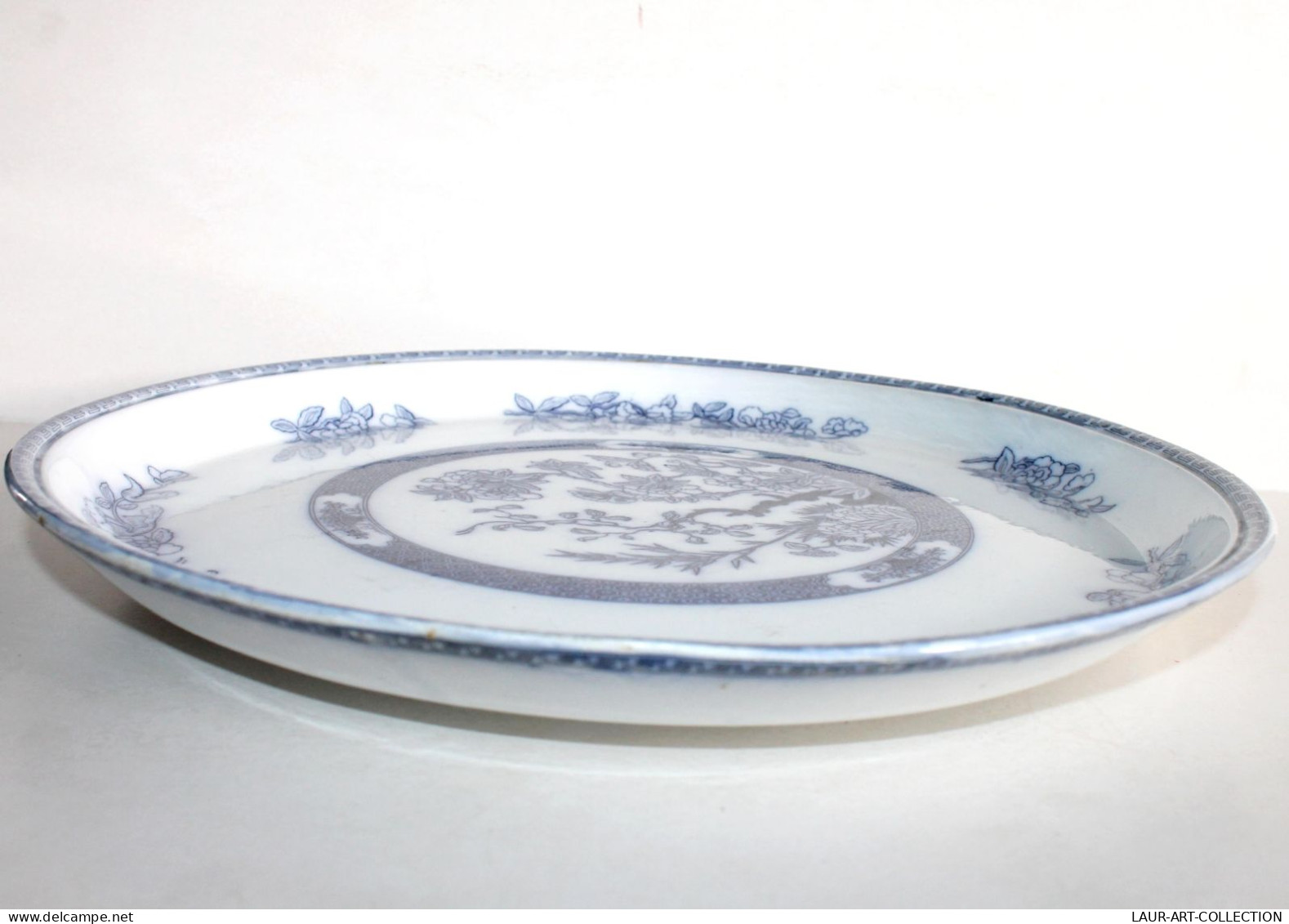 COPELAND SPODE GRAND PLAT (36cm) RAVIER ANGLAIS en FAIENCE XIXe, DECOR JAPONISANT / ART DE LA TABLE, DECORATIF (1102.14)