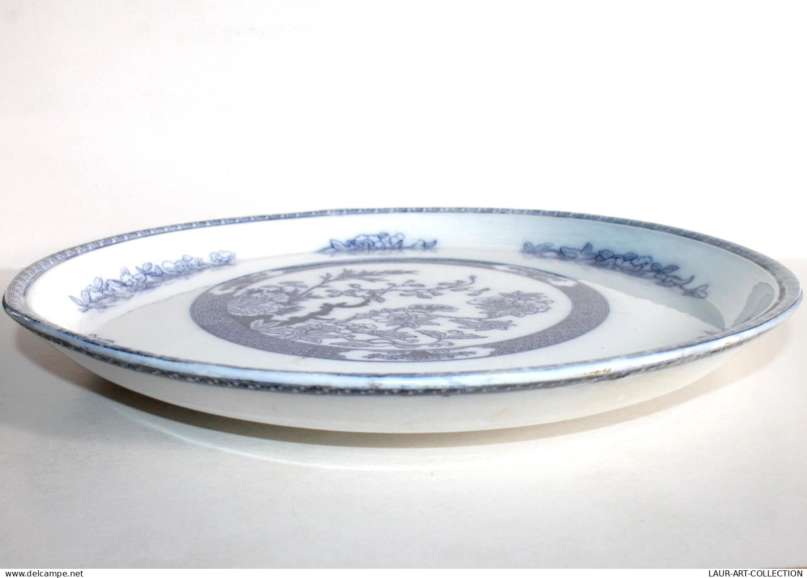 COPELAND SPODE GRAND PLAT (36cm) RAVIER ANGLAIS en FAIENCE XIXe, DECOR JAPONISANT / ART DE LA TABLE, DECORATIF (1102.14)