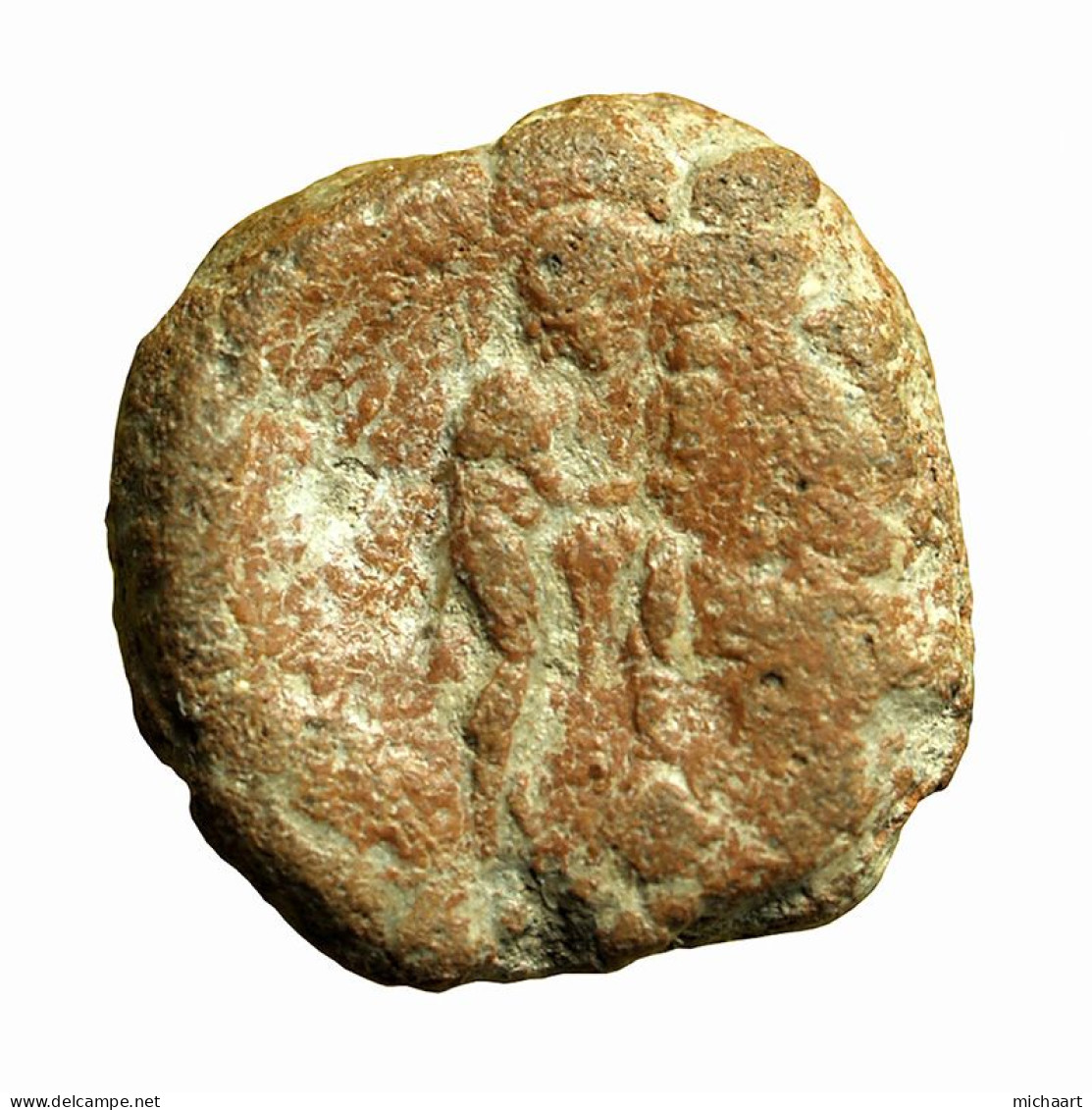 Roman Empire Seal Uniface Clay Terracotta Bulla AE14mm Apollo On Omphalos 03827 - L'Anarchie Militaire (235 à 284)