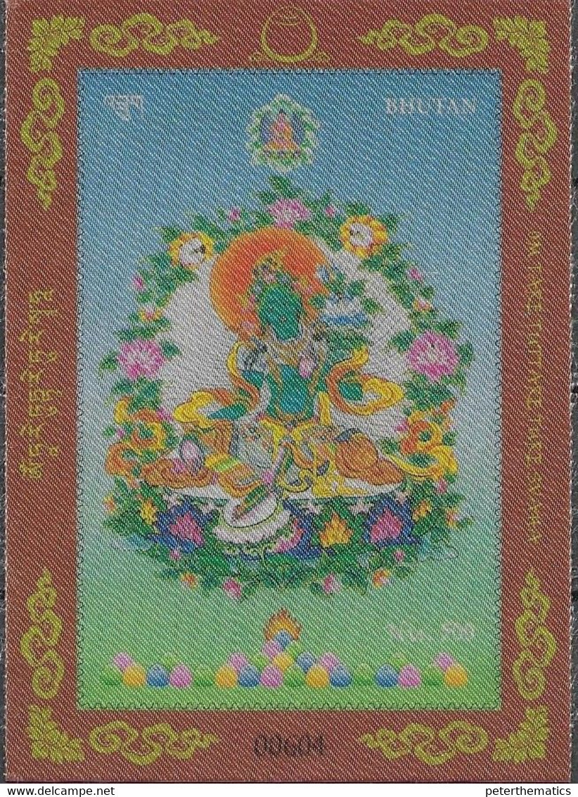BHUTAN, 2021, MNH, BUDDHISM, TARA SILK BUDDHA, S/SHEET - Buddhism
