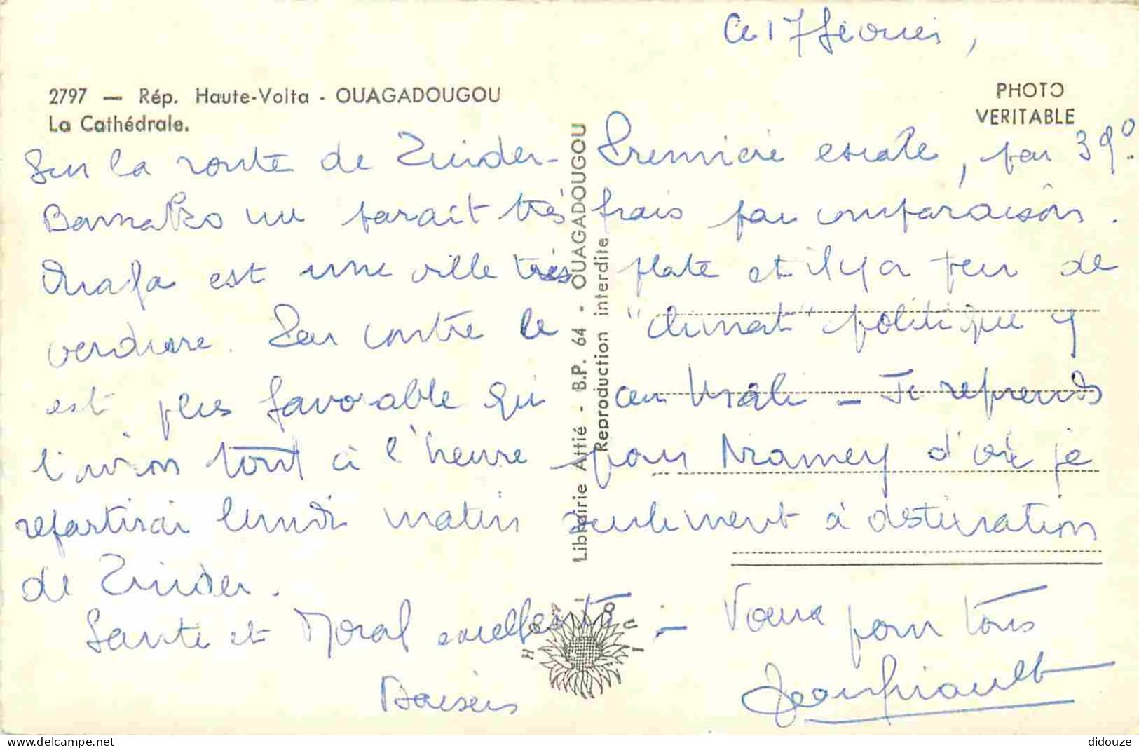 Burkina Faso - Ouagadougou - La Cathédrale - Animée - République De Haute Volta - Mention Photographie Véritable - Carte - Burkina Faso