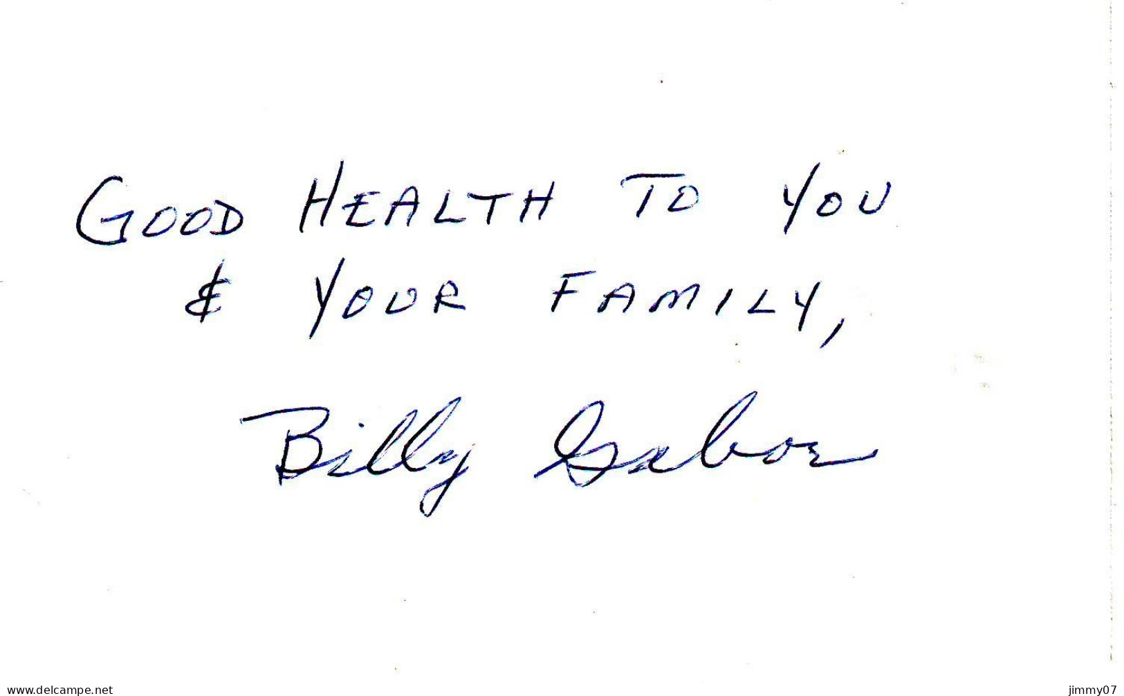 Billy Gabor (7x13 Cm) Original Dedicated Index Card - Sportifs