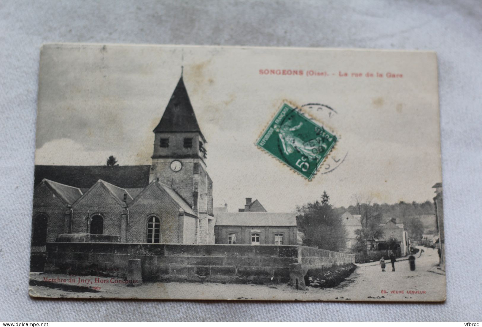 Cpa 1908, Songeons, La Rue De La Gare, Oise 60 - Songeons