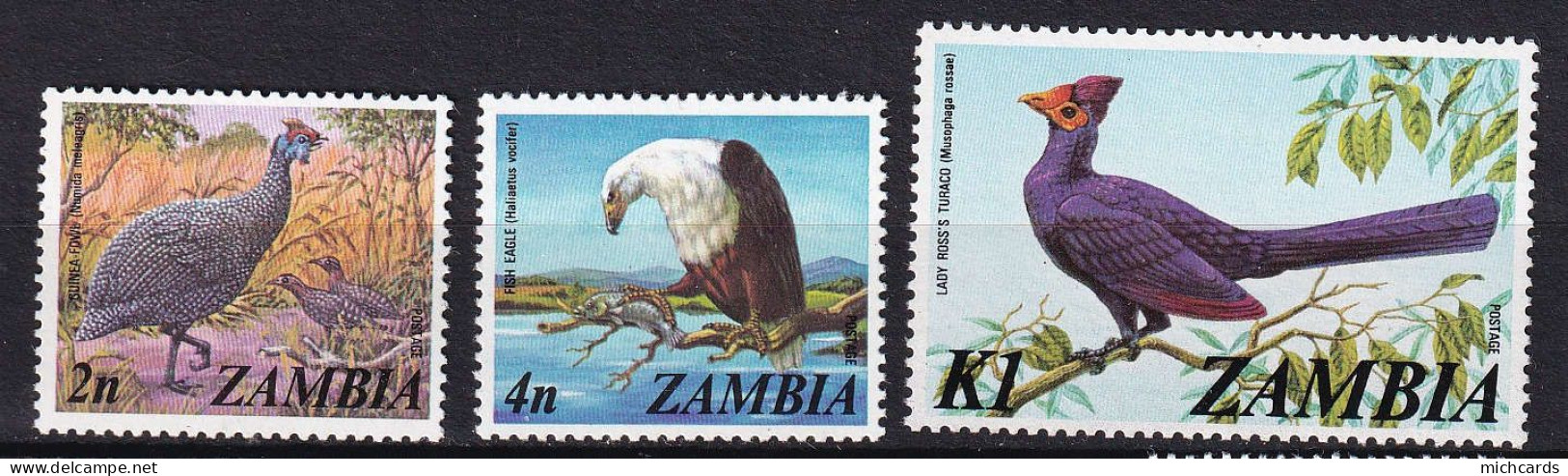 169 ZAMBIE 1975 - Y&T 134 +136 + 145 - Complet Oiseau - Neuf ** (MNH) Sans Charniere - Zambie (1965-...)