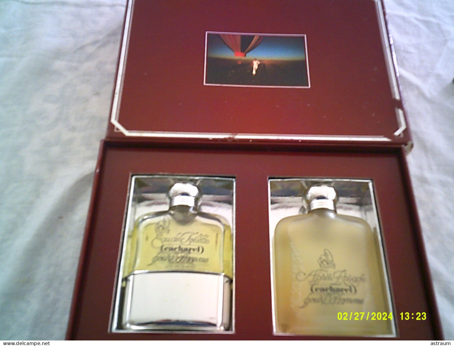 Coffret Vintage Parfum - Cacharel Pour Homme - EDT 3/4 Pleine (50ml) + Apres Rasage Quasi Pleine 50ml - Miniatures Hommes (avec Boite)