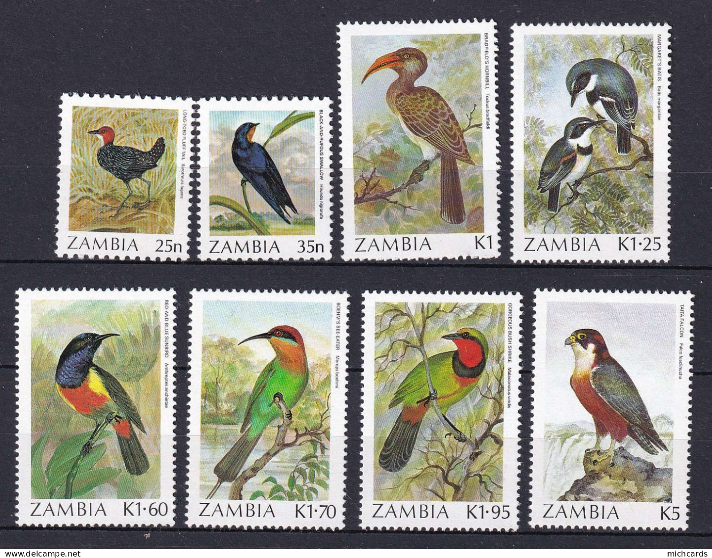 169 ZAMBIE 1987 - Y&T 376/83 - Oiseau - Neuf ** (MNH) Sans Charniere - Zambie (1965-...)