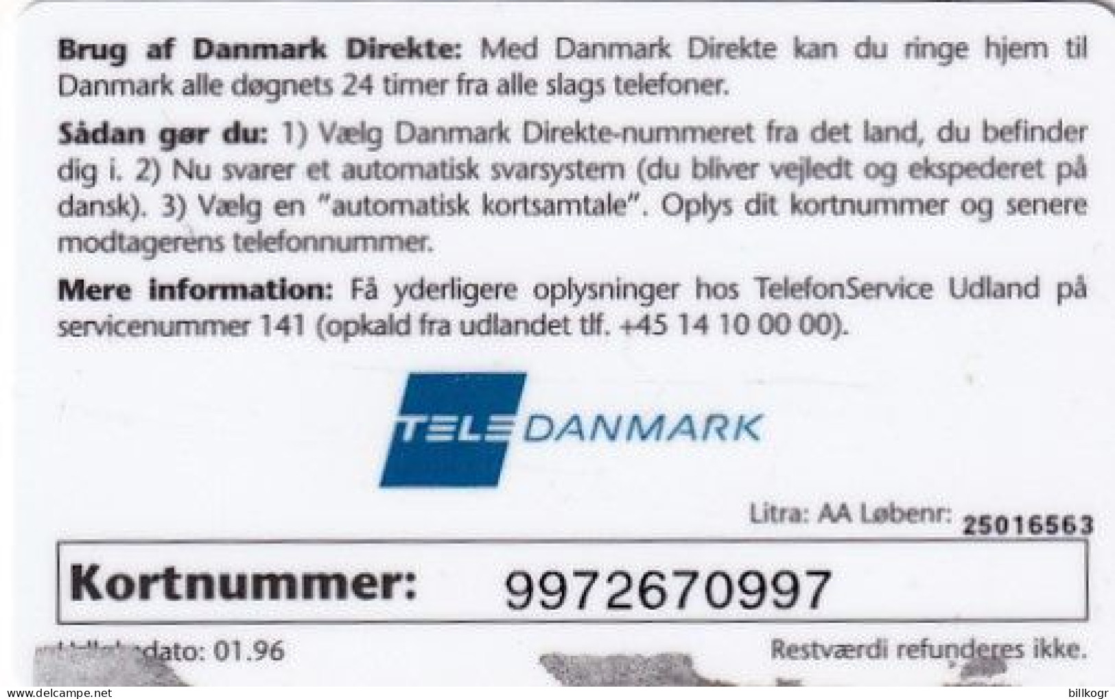 DENMARK - TeleDanmark Prepaid Card 30 Kr, Tirage 1000, Exp.date 01/96, Used - Danemark