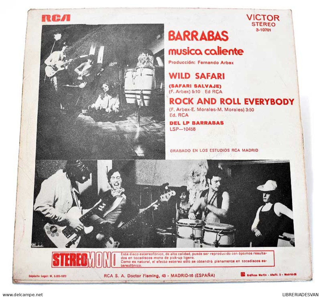 Barrabas - Wild Safari / Rock And Roll Everybody. Single - Otros & Sin Clasificación