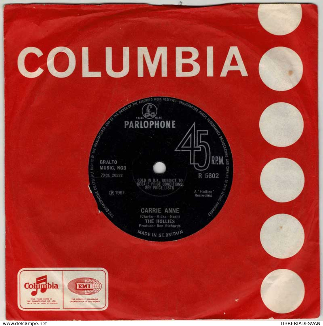 The Hollies - Carrie Anne / Signs That Will Never Change. Single (sólo Vinilo) - Other & Unclassified