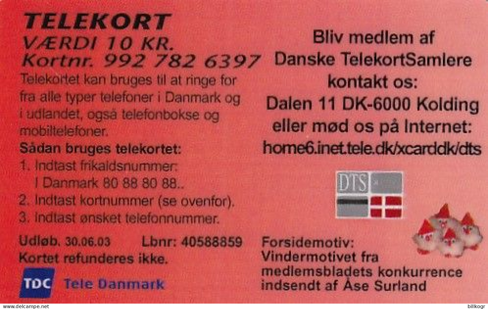 DENMARK - Christmas, TeleDanmark Promotion Prepaid Card, Tirage 500, Exp.date 30/06/03, Used - Denmark
