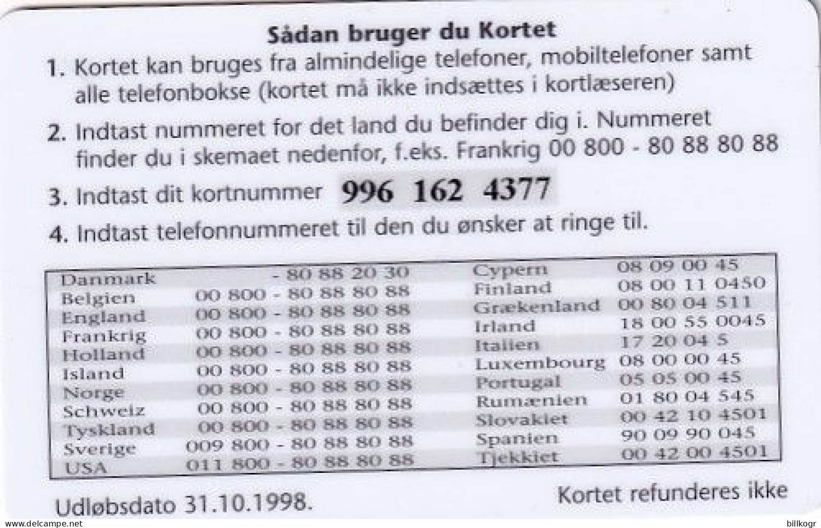 DENMARK - Football Team 1998, TeleDanmark Promotion Prepaid Card, Tirage 50000, Exp.date 31/10/98, Used - Sport