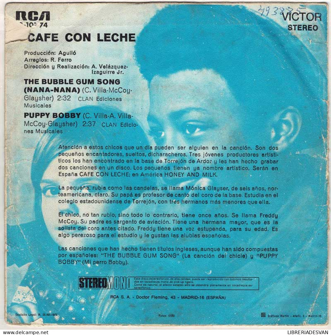 Café Con Leche - The Bubble Gum Song (Nana-Nana) / Puppy Bobby. Single - Andere & Zonder Classificatie