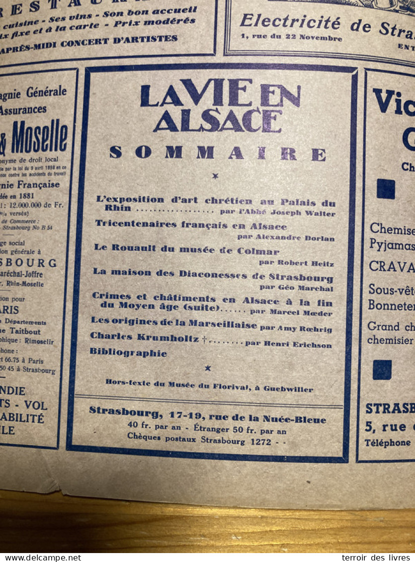 La Vie En Alsace 1935 11 Tricentenaire Alsace Crimes Marseillaise - Lorraine - Vosges
