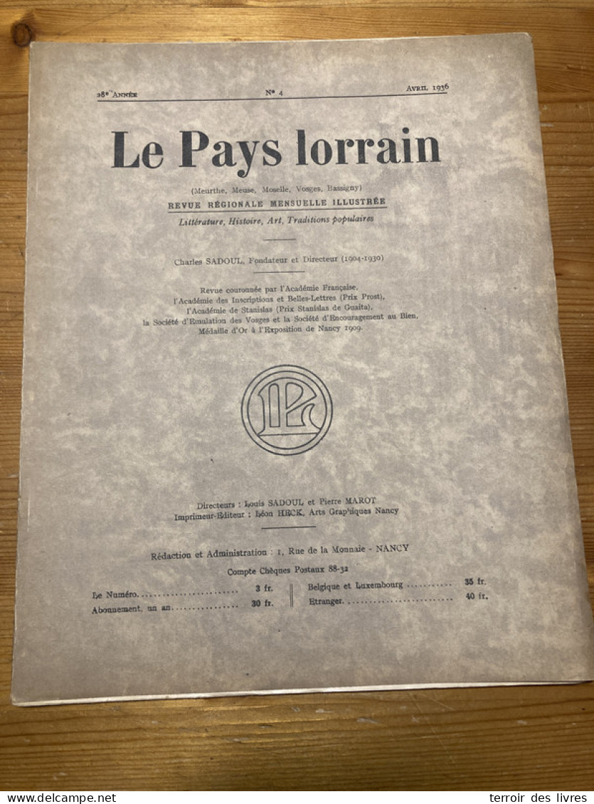 Le Pays Lorrain 1936 4 Notre Dame REMIREMONT Bataille De SAINTE GENEVIEVE LOISY - Lorraine - Vosges