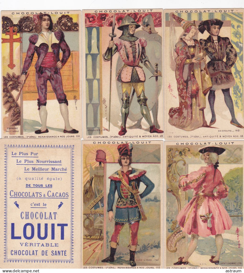 Lot De 17 Chromos / Decoupis - Chocolat Louit - Les Differents Costumes De L'histoire - Louit