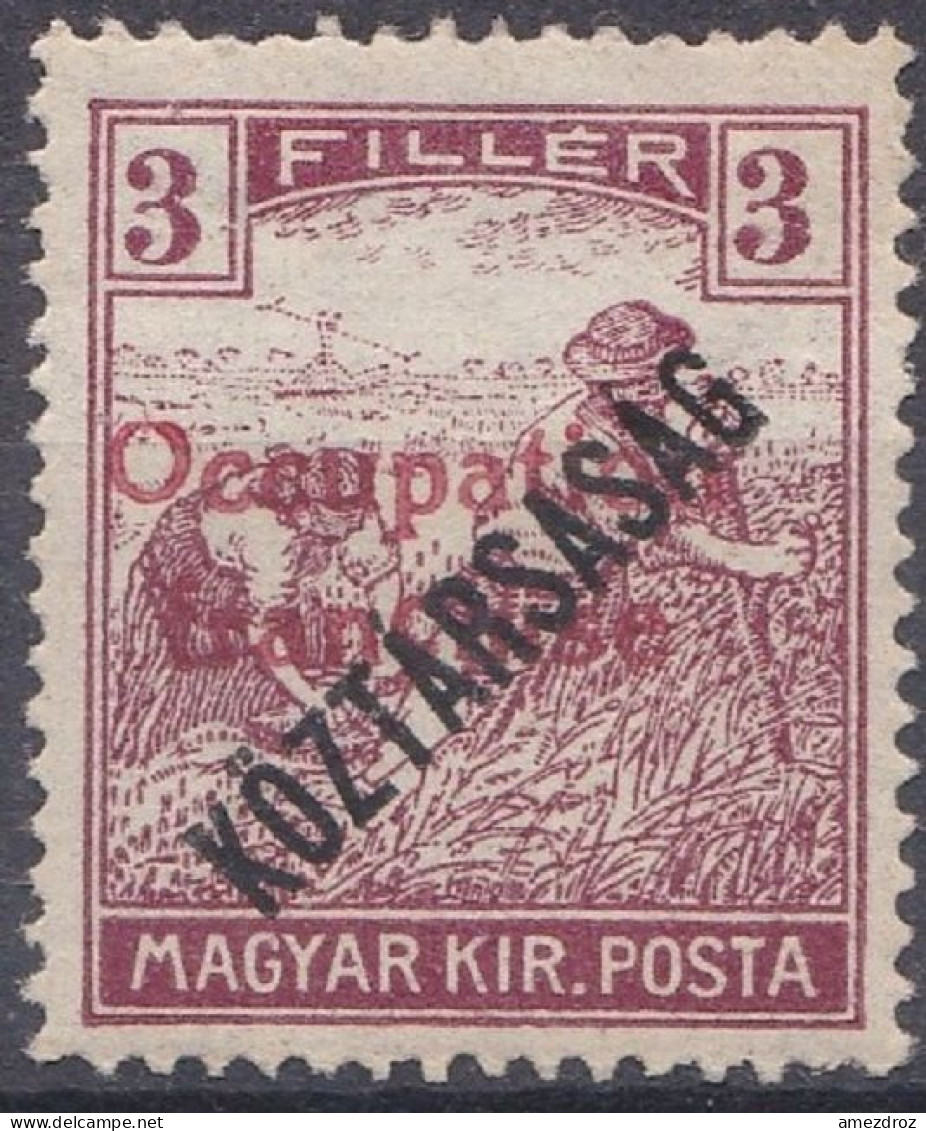 Hongrie Arad 1919  Mi 27A * Moissonneurs Variété O D' Occupation Plus Haut   (A8) - Unused Stamps