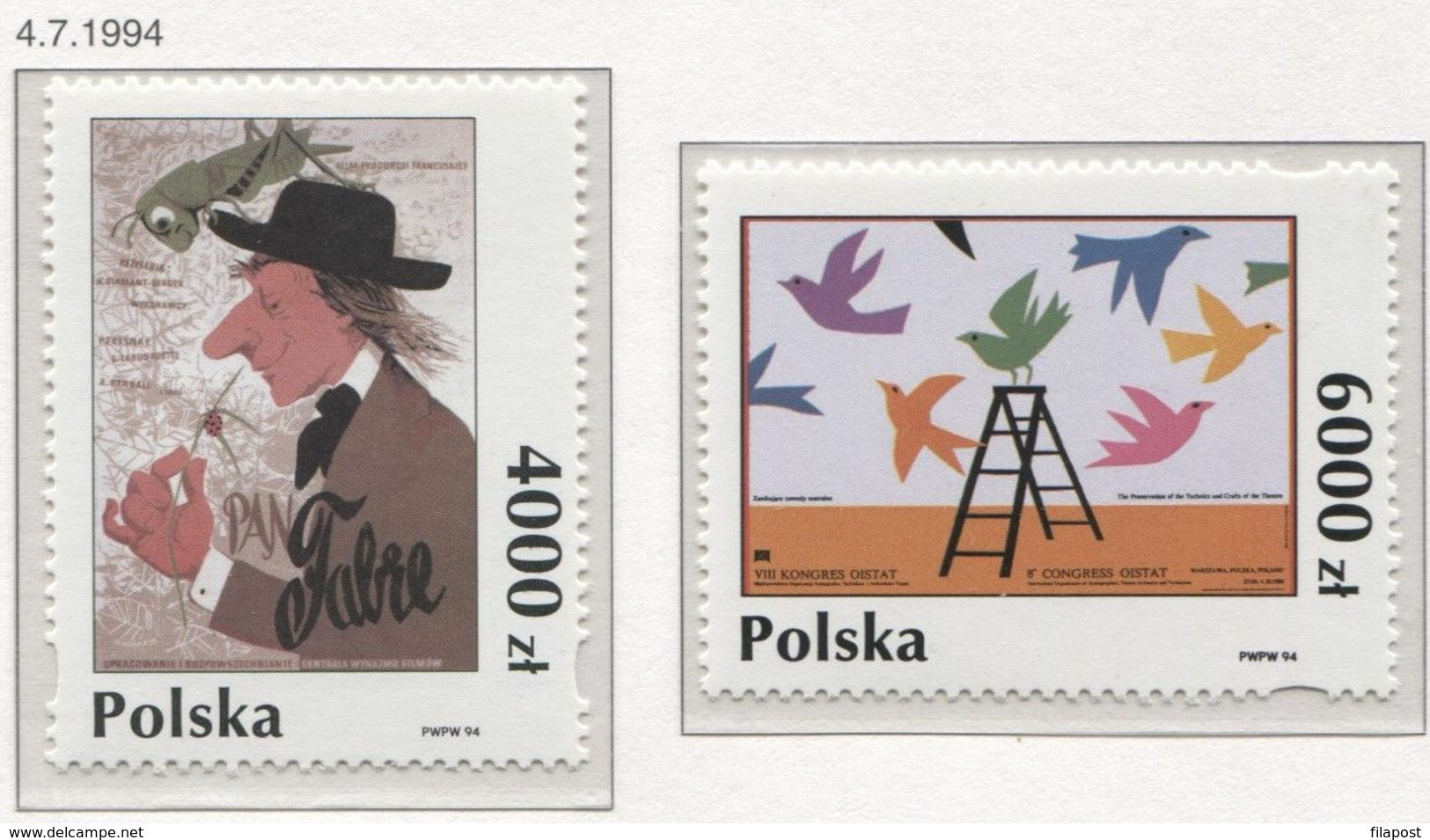 Poland 1994 Mi 3496-97, Polish Poster, Art, Modern, Birds, Animals, Works Of Art, Colors MNH** - Neufs