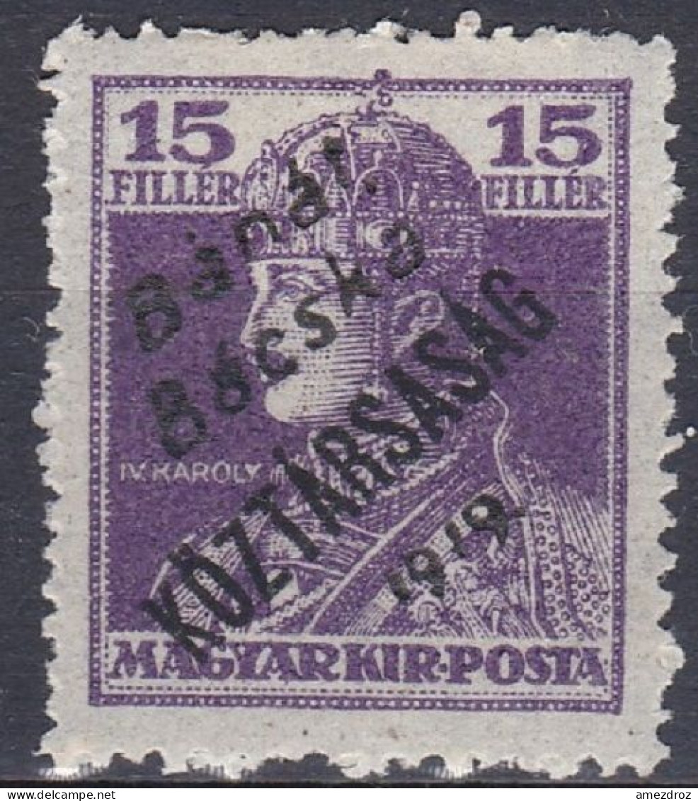 Hongrie Banat Bacska 1919 Mi 37 MH * Roi Charles IV   (A8) - Banat-Bacska