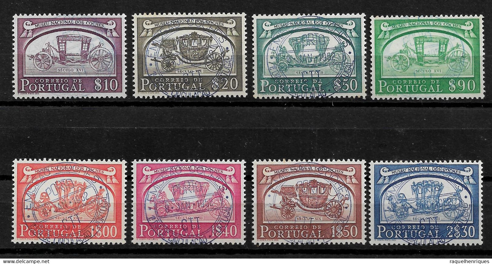 PORTUGAL 1952 COCHES SET FIRST DAY CANCEL (NP#72-P24-L1) - Usati