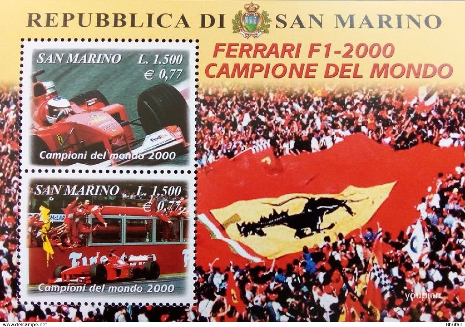 San Marino 2001, Formula 1 World Championship Winner Michael Schumacher, MNH S/S - Unused Stamps