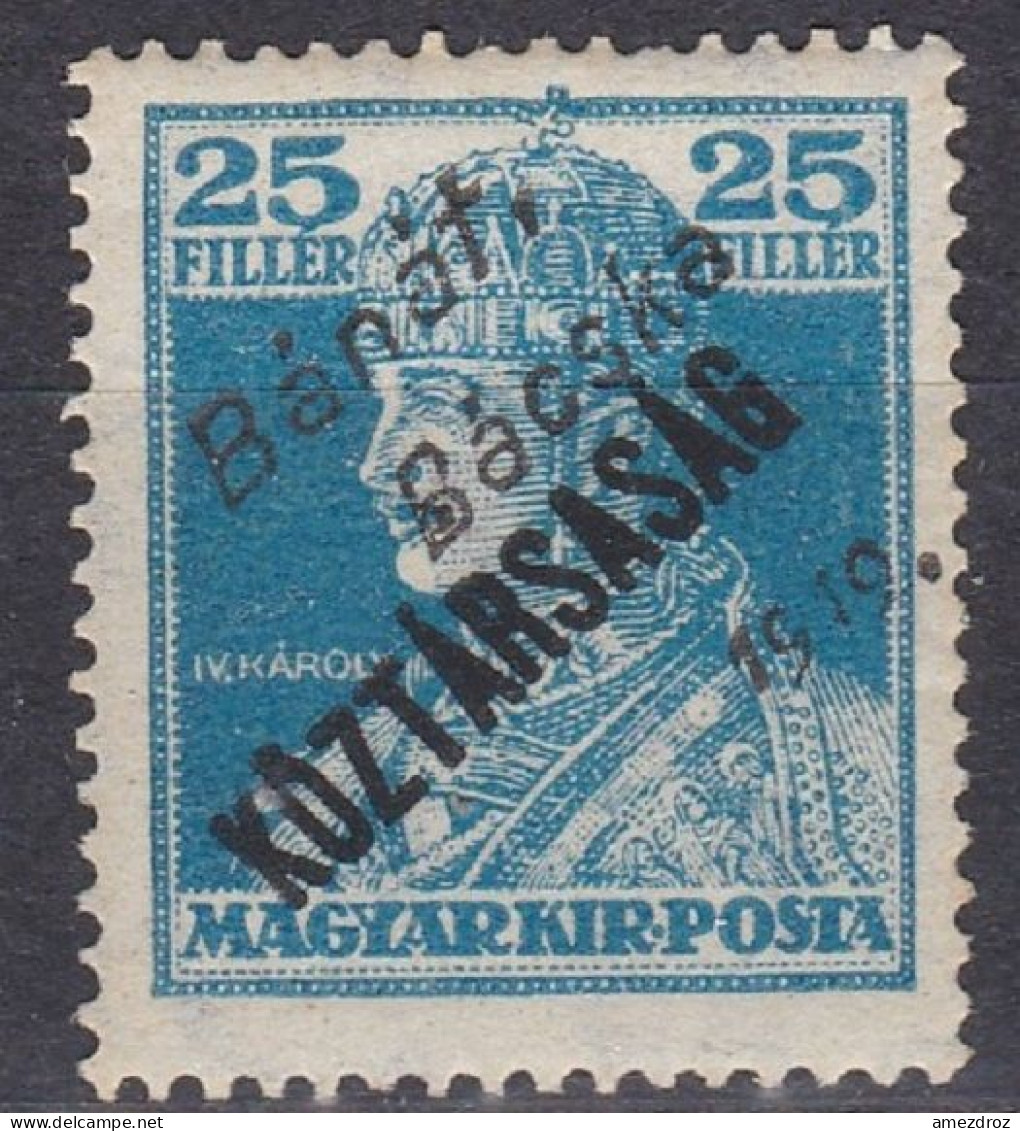 Hongrie Banat Bacska 1919 Mi 38 NMH **  Roi Charles IV   (A8) - Banat-Bacska