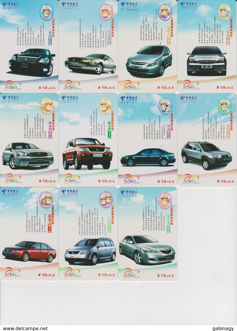 CHINA - ZODIAC-42 - HOROSCOPE - SET OF 11 CARDS - NO COMPLETE SET - CARS - China