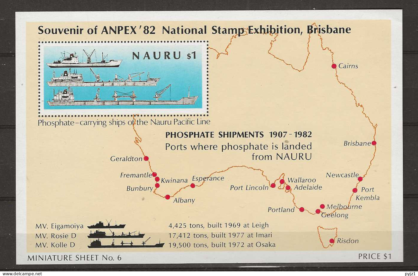 1982 MNH Nauru Mi Block 6 - Nauru