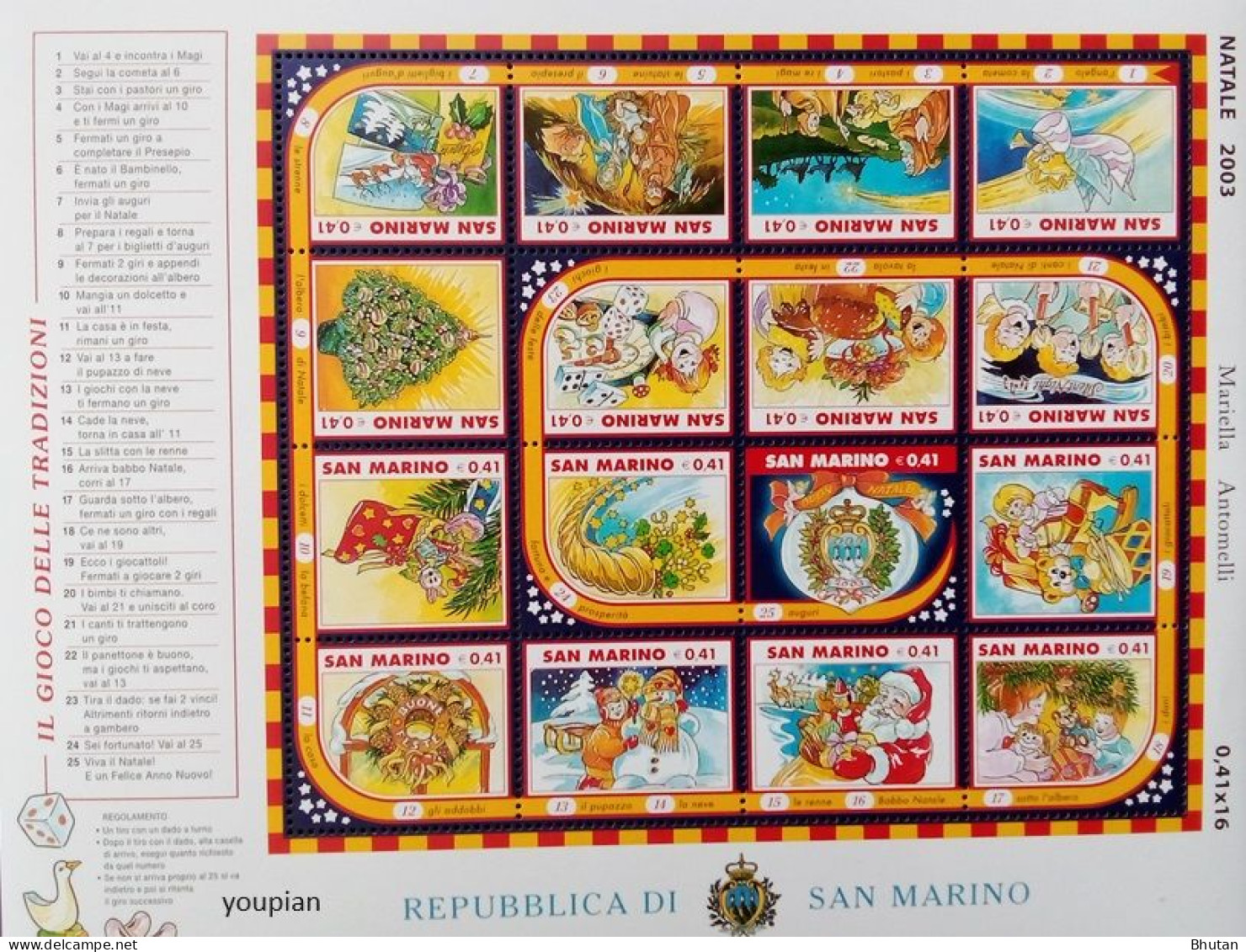 San Marino 2003, Christmas, MNH Unusual Sheetlet - Unused Stamps