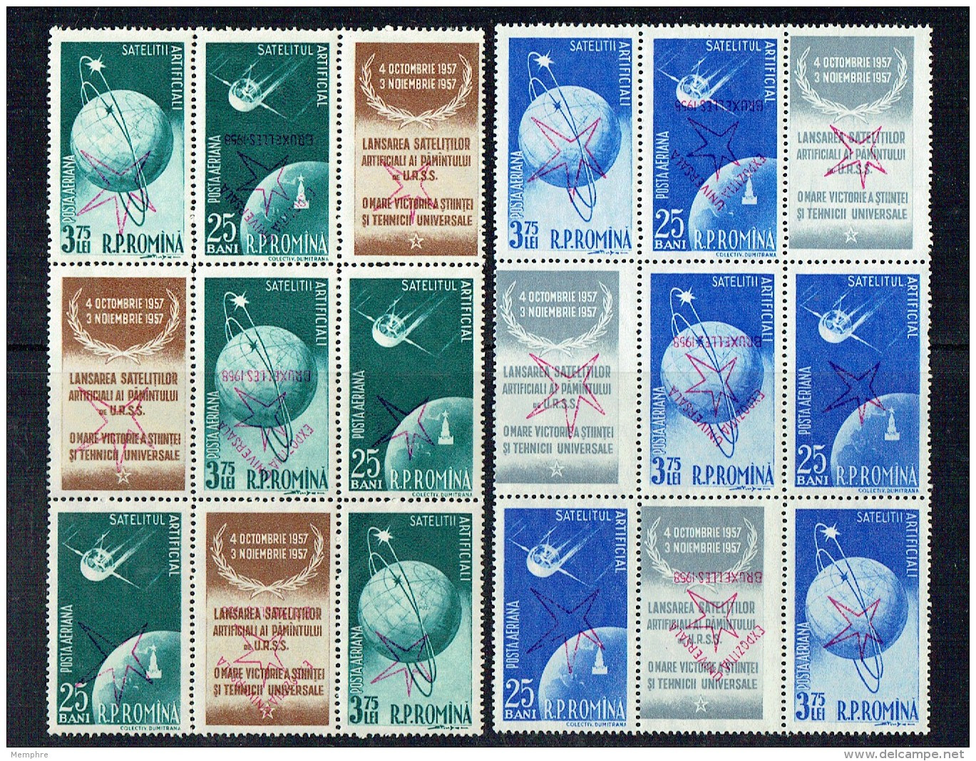 1957  Exposition Mondiale De Bruxelles  Série Complète Surcharges Normales Et Renversées ** MNH - Neufs