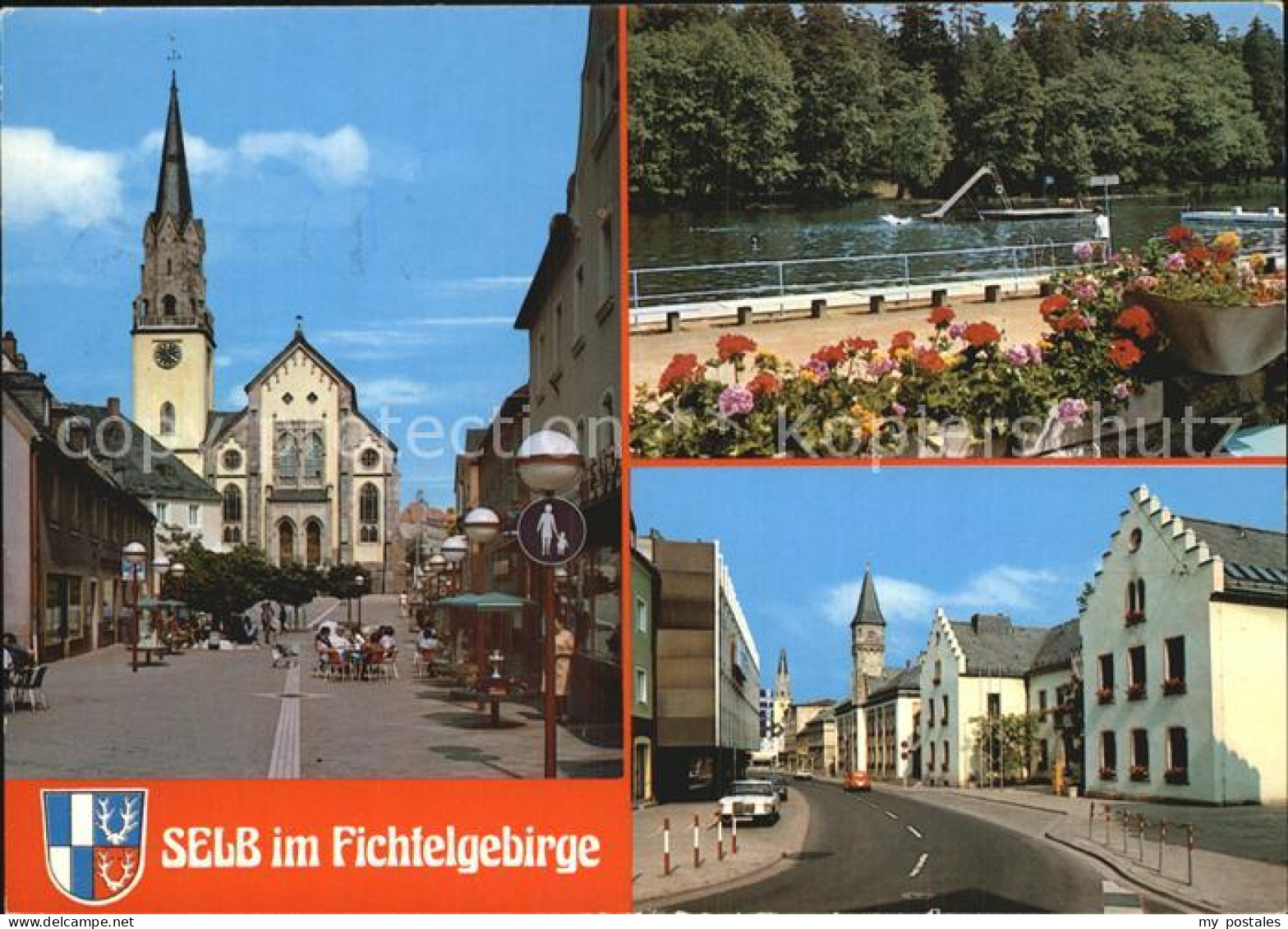 72543433 Selb Marktplatz Kirche Fluss Strassenpartie Selb - Selb