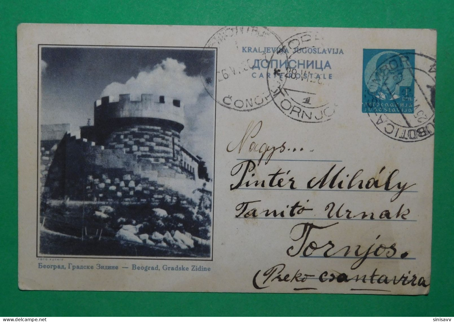 1938 - Beograd / Pečat Subotica-Sombor, Putovala Iz Tornjoša Za Čonoplju - Entiers Postaux