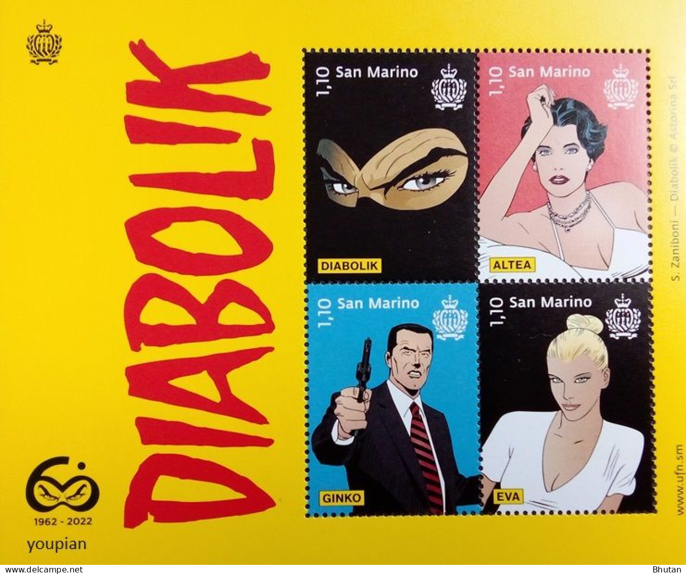 San Marino 2022, Diabolik Comics, MNH S/S - Ungebraucht